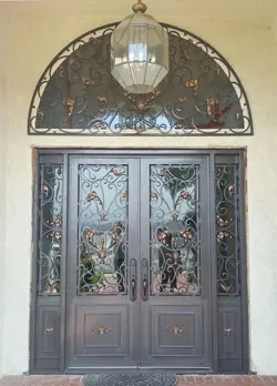 Wrought iron front entry door, Chino Hills