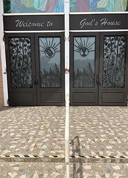 Church Decorative Double Iron Front Entry Doors