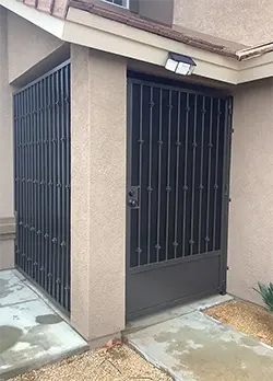 Courtyard Door with Screen, Kickplate & Scrolls Hesperia CA