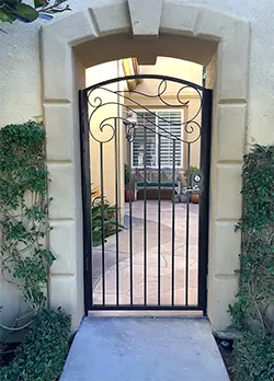 Iron Courtyard Gate with Scrolls Newport Coast CA