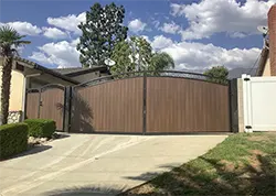 Iron & Wood Driveway Gate with Scrolls Alta Loma CA
