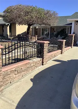 Black Decorative Wrought Iron Fence Panels with Arch & Casting Ontario CA