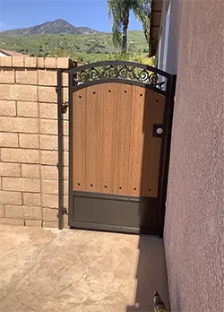 Bronze Iron Gate with Sedona Wood Highland CA