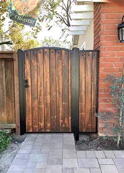 Iron & Wood Gate with Dark Brown Chocolate Stain Huntington Beach CA
