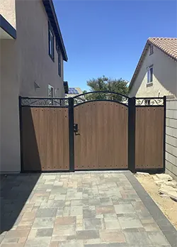 Iron & Wood Gate with Side Panels Riverside CA