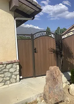 Iron & Wood Pedetsrian Gate with Scrolls Alta Loma CA