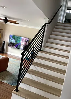 Horizontal Staircase Railing with Wall Handrail Huntington Beach CA