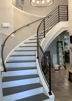 Iron Horizontal Railing for Curved Stairs Riverside CA