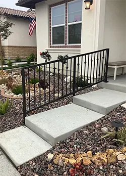 Simple Front Entry Stair Railing with Knuckles Ontario CA