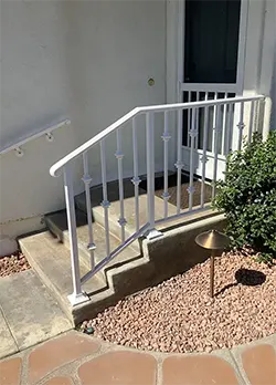 White Handrail for Front Door Steps Trabuco Canyon CA